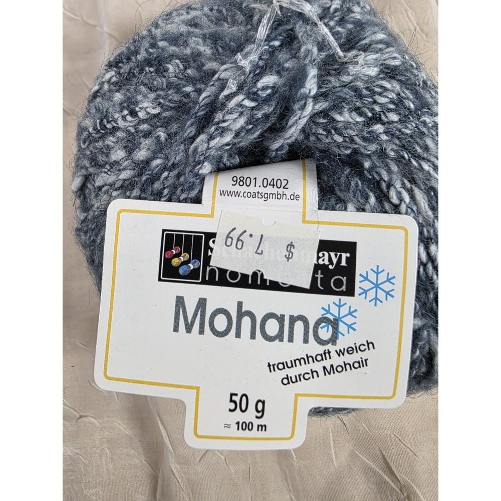 Set of 3 Schachenmayr Nomotta Yarn MOHANA Blue/ White Wool Blend 50 g NEW!